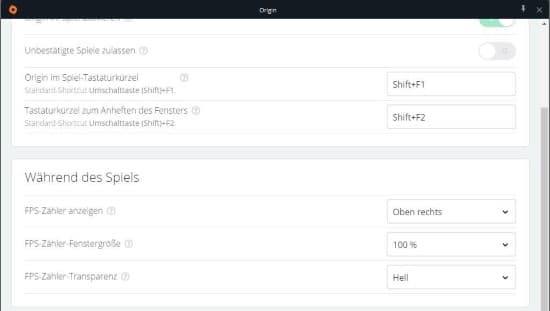 Origin FPS anzeigen lassen