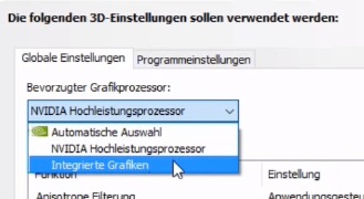 Zwischen zwei Grafikkarten umschalten