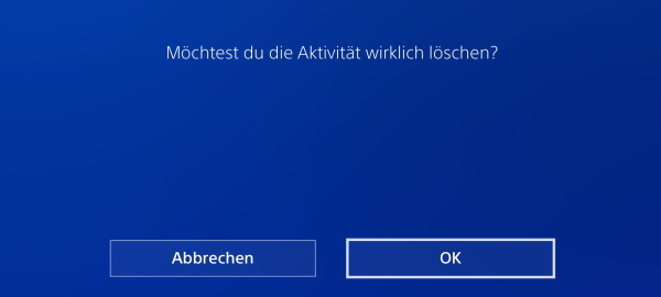 PS4 Aktivitäten löschen