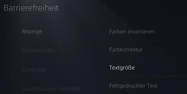 PlayStation 5 Schriftgröße einstellen