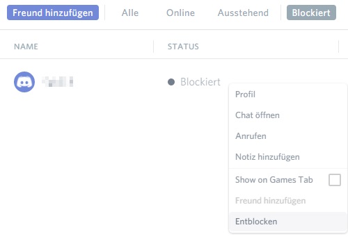 Discord Blockierung aufheben