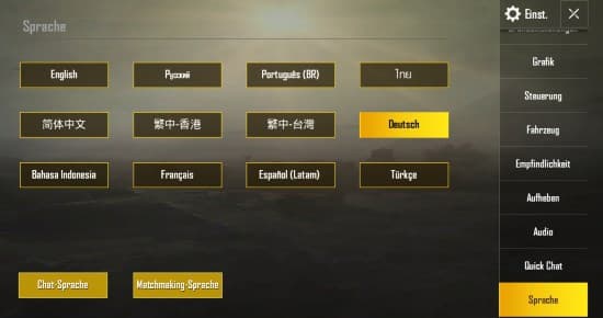Sprache ändern in PUBG Mobile