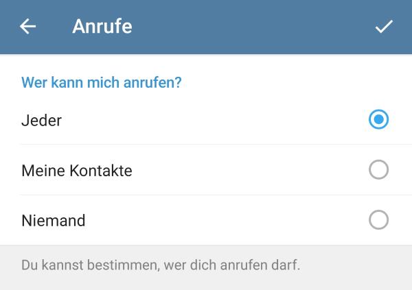 Telegram Anruf abgebrochen