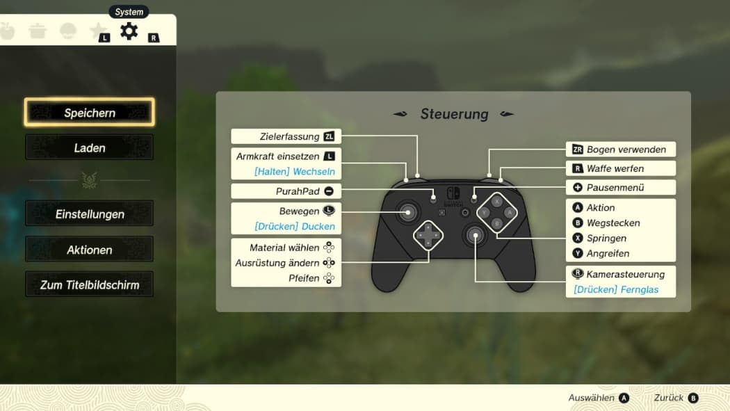 Zelda TotK Steuerung ändern
