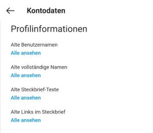 Instagram alte Steckbrief-Texte sehen