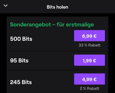Twitch Bits in Euro umrechnen