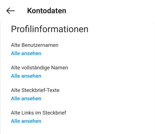 Instagram alte Biografien sehen