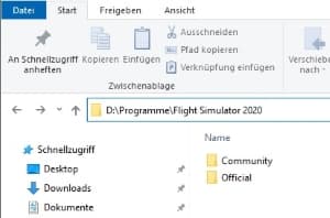 Flight Simulator 2020 Community Ordner