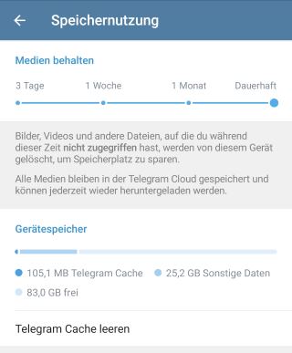 Telegram Cache löschen