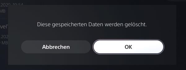 PS5 Spielstand löschen