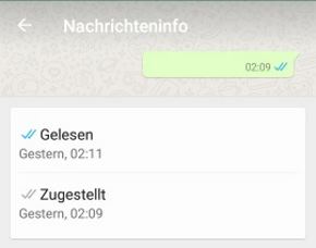 Drei Haken in WhatsApp