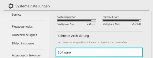 Nintendo Switch freien Speicherplatz anzeigen