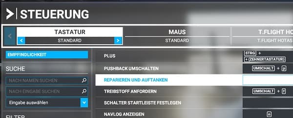 Microsoft Flight Simulator 2020 Tastenbelegung