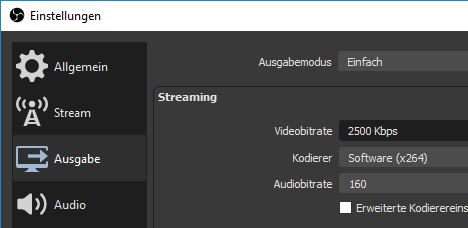 OBS Bitrate ändern