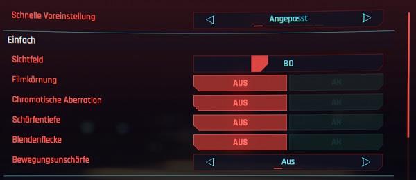 Cyberpunk 2077 Bild verschwommen