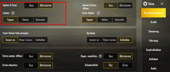Zur Seite lehnen in PUBG Mobile