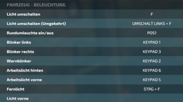 LS22 Beleuchtung einschalten