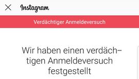 Instagram verdächtiger Anmeldeversuch