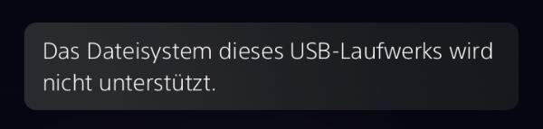 PS5 Dateisystem wird nicht unterstützt