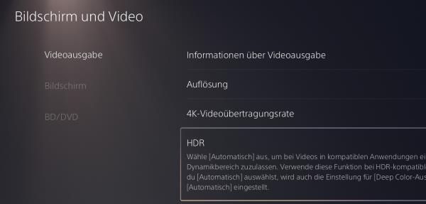 PS5 HDR deaktivieren und aktivieren