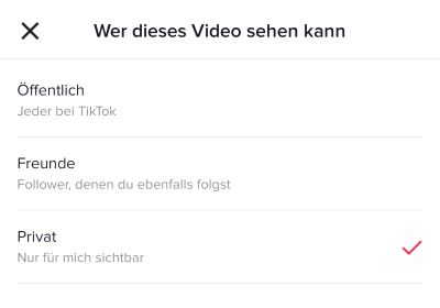 TikTok privates Video veröffentlichen