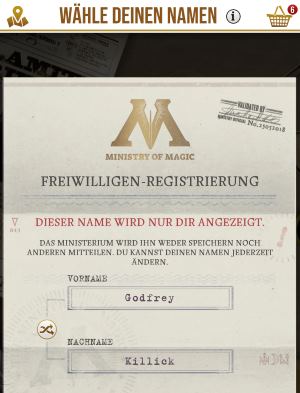Harry Potter Wizards Unite Name ändern