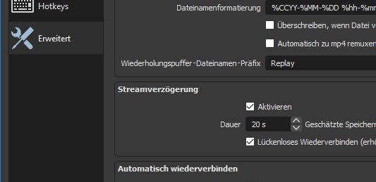 OBS Verzögerung einrichten