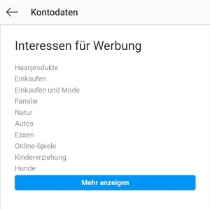 Instagram Interessen sehen und löschen