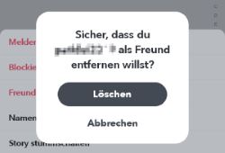 Snapchat Freund entfernen Chat weg