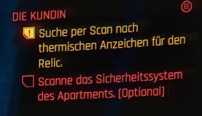 Cyberpunk 2077 thermische Anzeichen für den Relic