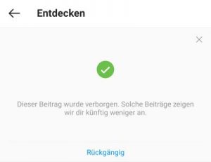 Instagram kein Interesse rückgängig machen