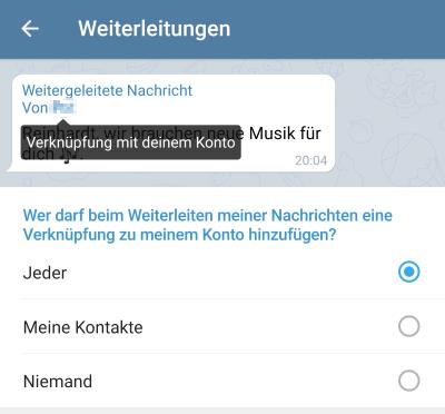 Telegram Nachricht weiterleiten ohne Namen