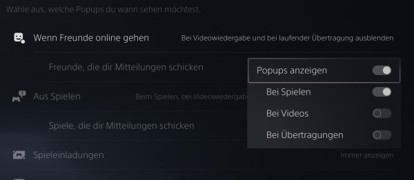 PS5 Benachrichtigung wenn Freunde online kommen