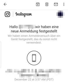 Instagram Anmelde-Benachrichtigung bei Login