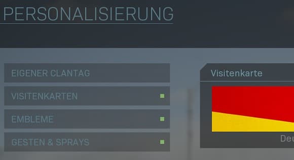 Warzone Flagge und Visitenkarten ändern