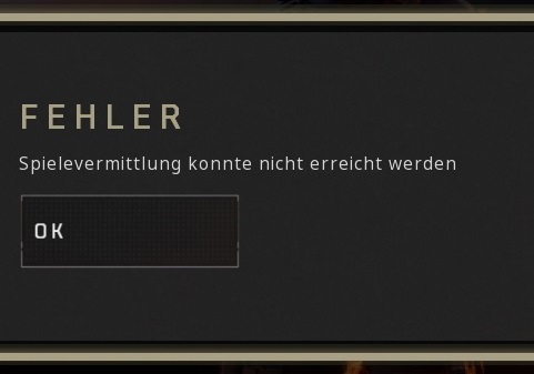 Spielevermittlung konnte nicht erreicht werden