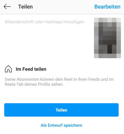 Instagram Reels Entwürfe