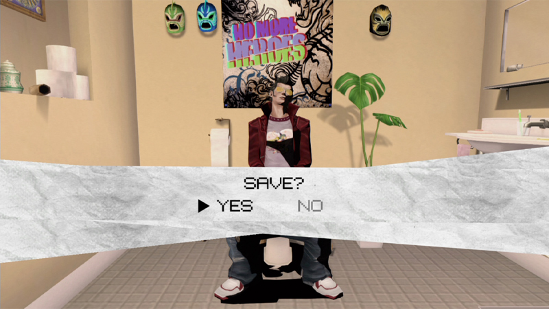 No More Heroes Switch Tipps und Tricks - Travis Touchdown speichert auf der Toilette