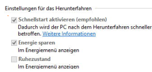 Schnellstart aktivieren und Hochfahren beschleunigen