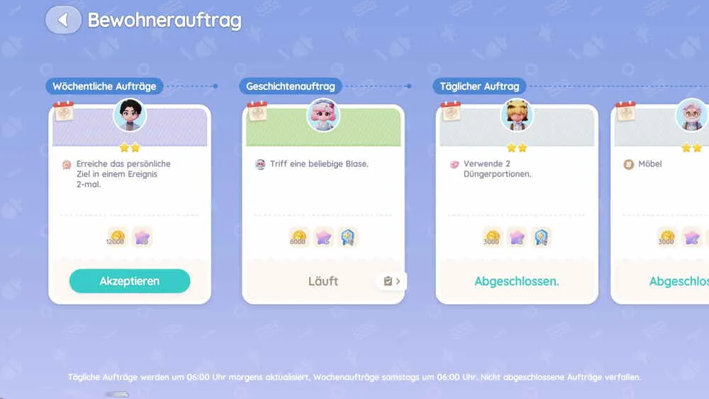 Tägliche Quests der Bewohner