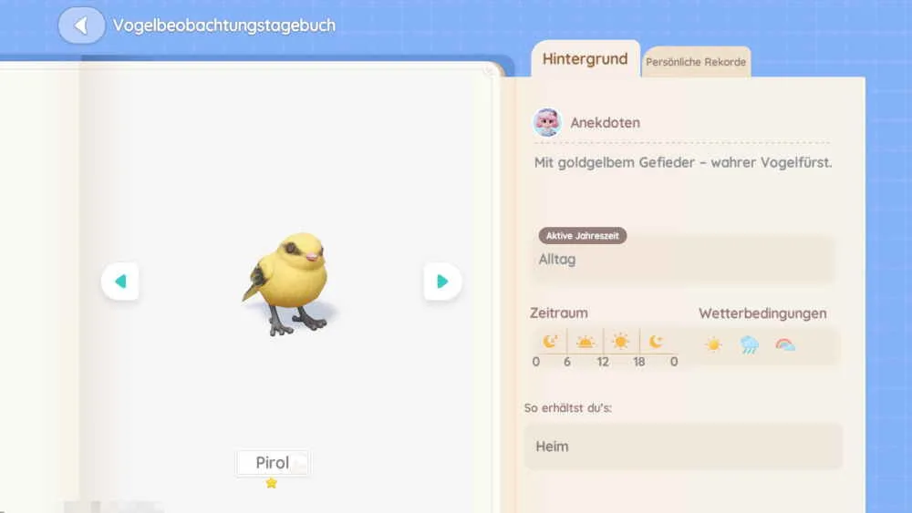 Vogelbeobachtungstagebuch