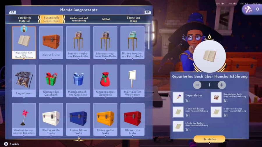 Repariertes Buch über Haushaltsführung